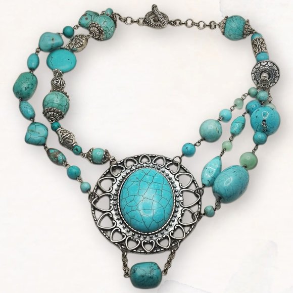 Handmade turquoise jewellery set - Picture 2 of 5